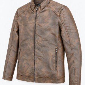 Blouson simili cuir Marron ref 005-049